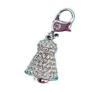 Silver Swarovski Pave Crystal Bell Bracelet Charm